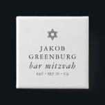 Simple Modern Elegant Star of David Bar Mitzvah 15 Cm Square Badge<br><div class="desc">Design is composed of sans serif typography and playful cursive script typography on a simple background. 

Available here:
http://www.zazzle.com/store/selectpartysupplies</div>