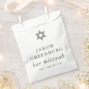 Simple Modern Elegant Star of David Bar Mitzvah Favour Bags