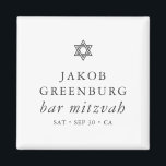 Simple Modern Elegant Star of David Bar Mitzvah Magnet<br><div class="desc">Design is composed of sans serif typography and playful cursive script typography on a simple background. 

Available here:
http://www.zazzle.com/store/selectpartysupplies</div>