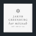 Simple Modern Elegant Star of David Bar Mitzvah Magnet<br><div class="desc">Design is composed of sans serif typography and playful cursive script typography on a simple background. 

Available here:
http://www.zazzle.com/store/selectpartysupplies</div>