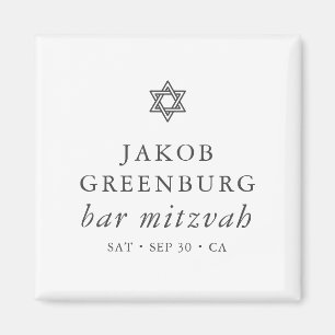 Simple Modern Elegant Star of David Bar Mitzvah Magnet