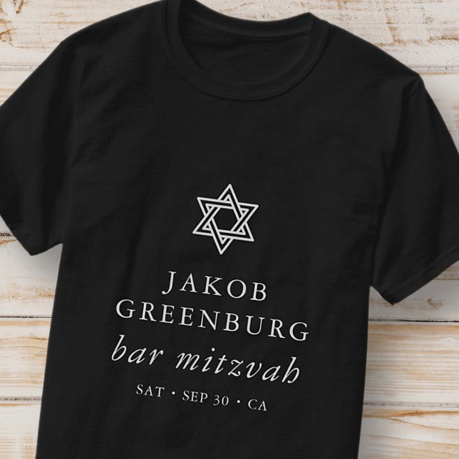 Simple Modern Elegant Star of David Bar Mitzvah T-Shirt (Creator Uploaded)