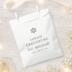 Simple Modern Elegant Star of David Bat Mitzvah Favour Bags