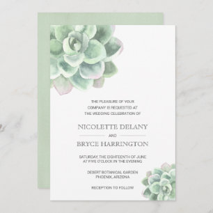 Simple Modern Elegant Succulent Wedding Invitation