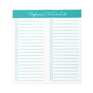 Simple Modern Elegant Teal Two Column Checklist Notepad