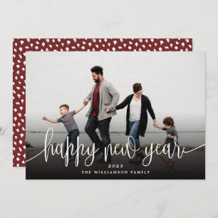 Simple Modern Elegant Typography New Year   Red Holiday Card