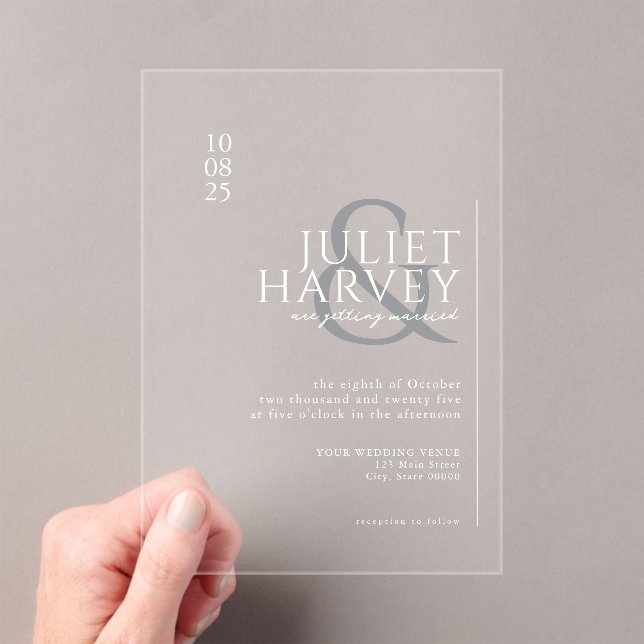 Simple Modern Elegant Wedding Acrylic Invitations (Insitu (Handheld))