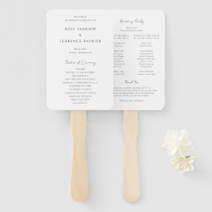 Simple Modern Elegant Wedding Program Hand Fan