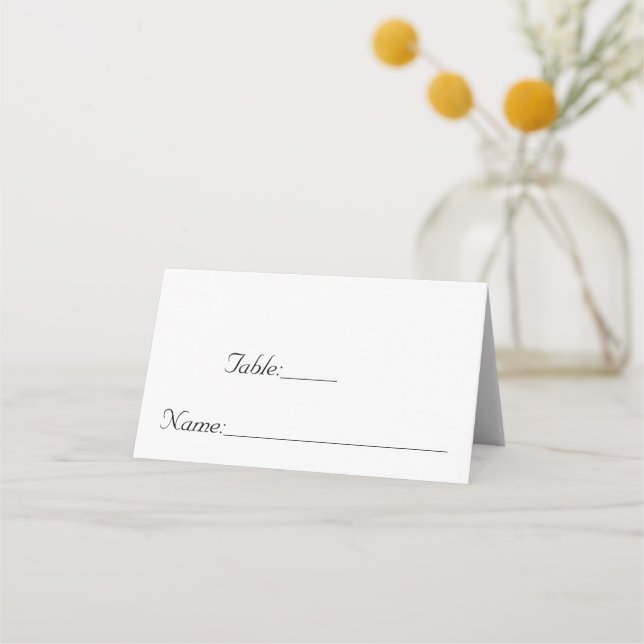 Simple Modern Elegant Wedding Table Number  Place Card (Front)