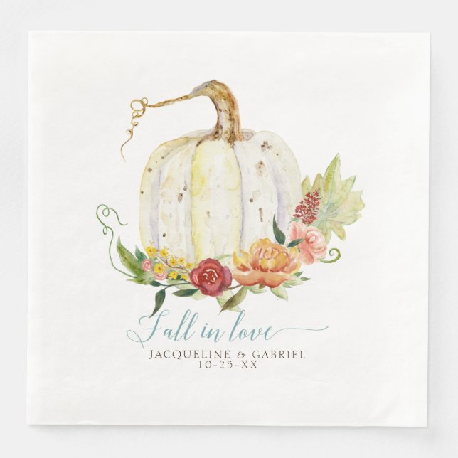 Simple Modern Elegant White Pumpkin Floral Napkin (Front)