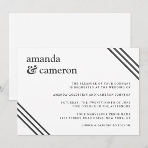 Simple Modern Elegant White Wedding Invitation