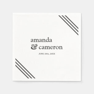 Simple Modern Elegant White Wedding Napkin