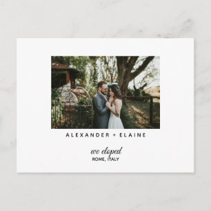 Simple Modern Elopement Marriage Announcement Card