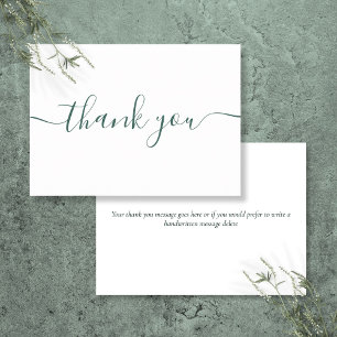 Simple Modern Emerald Green Burgundy Script Thank You Card
