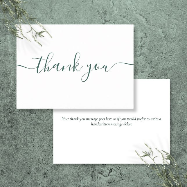 Simple Modern Emerald Green Burgundy Script Thank You Card (Simple Modern Emerald Green Burgundy Script Thank You Card)