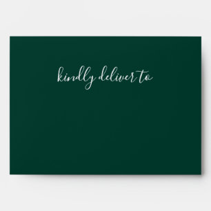 Simple Modern Emerald Green Wedding Envelope