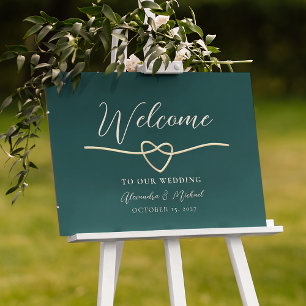 Simple Modern Emerald Green Wedding Welcome Poster