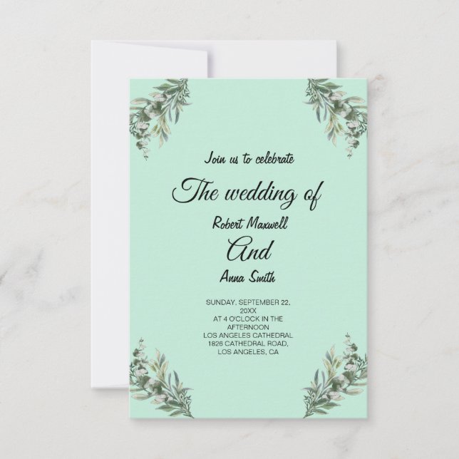 Simple Modern Emerald Nice Greenery The Wedding Thank You Card (Front)