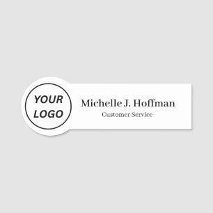 Simple Modern Employee Name Tag for Round Logo