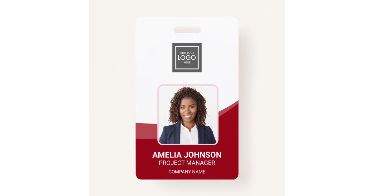 Simple Modern Employee Photo ID Badge Zazzle