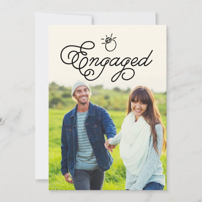 Simple Modern Engagement Party Full Photo Invitation (Front)