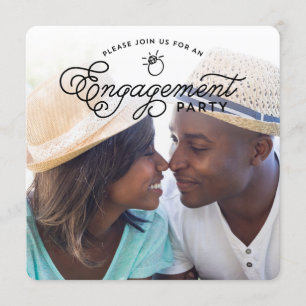 Simple Modern Engagement Party Full Photo Square Invitation
