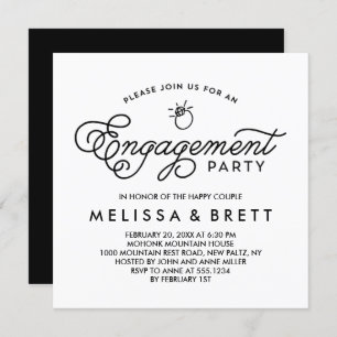 Simple Modern Engagement Party Invitation