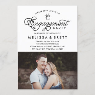 Simple Modern Engagement Party Photo Invitation