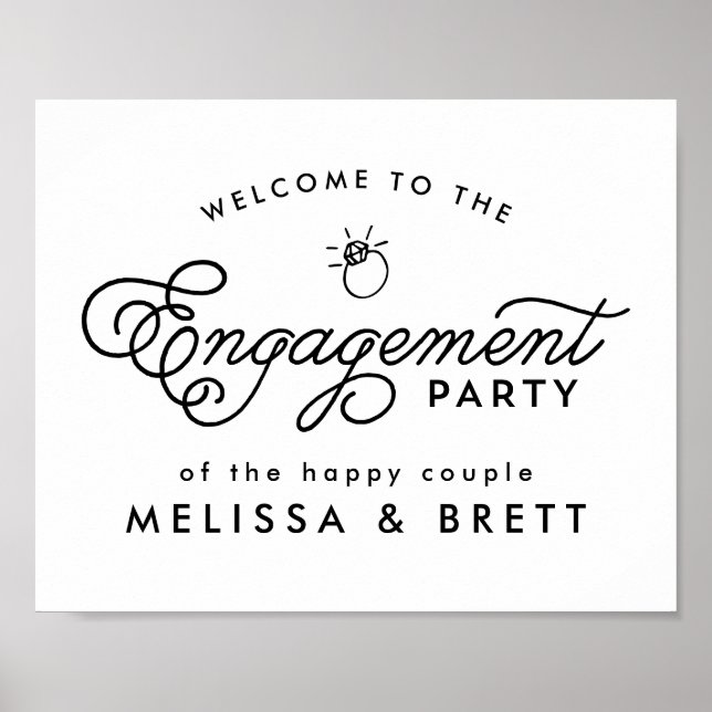 Simple Modern Engagement Party Welcome Poster (Front)