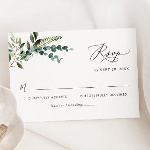 Simple Modern Eucalyptus Greenery Wedding RSVP Card