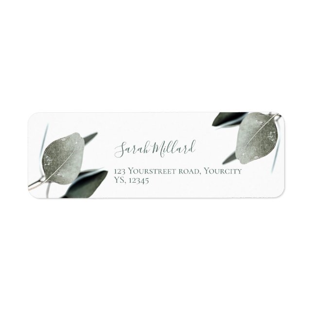 Simple modern Eucalyptus sage return address (Front)
