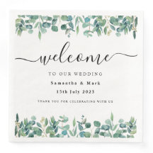 Simple Modern Eucalyptus Wedding Napkin