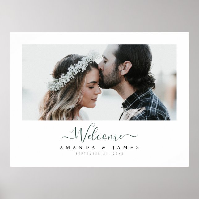 Simple Modern Evergreen Spring Wedding Welcome Poster (Front)
