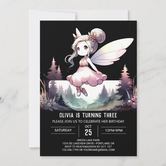 Simple Modern Fairy Birthday Invitation (Front)