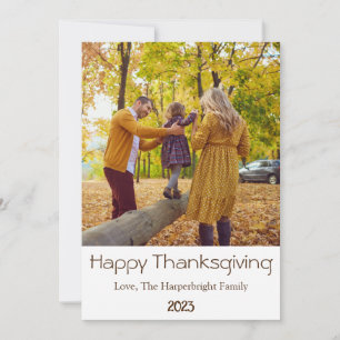 Simple Modern Fall Thanksgiving family Photo Holiday Card