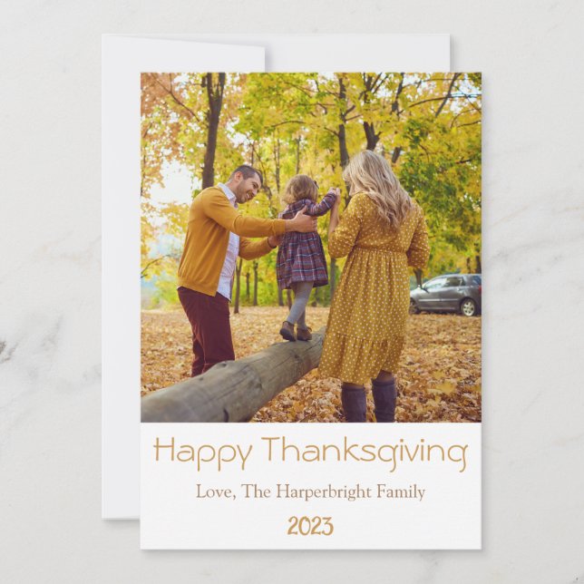 Simple Modern Fall Thanksgiving family Photo Holiday Card (Front)