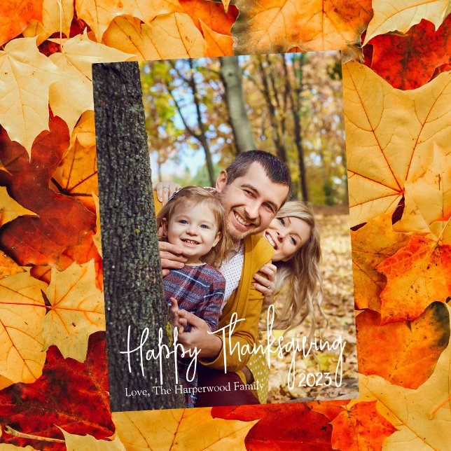 Simple Modern Fall Thanksgiving family Photo Holiday Card (Creator Uploaded)