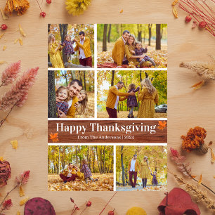Simple Modern Fall thanksgiving family photo Holiday Card