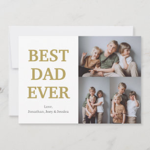 Simple Modern Family Fathers Day Three Photo Name Holiday Card