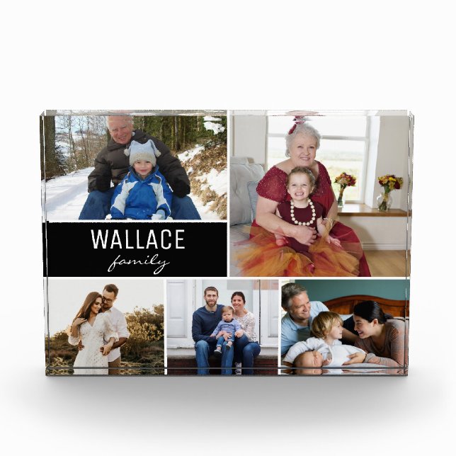 Simple Modern Family Name Photo Collage (Front)