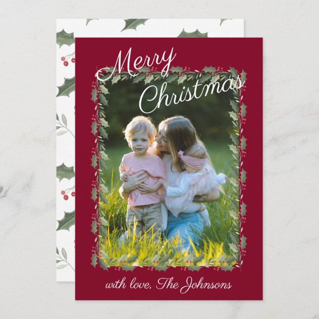 Simple Modern Family Photo Christmas Holiday Card (Front/Back)
