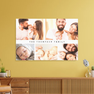Simple Modern Family Photo collage custom Canvas Print