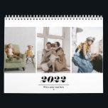 Simple modern family photo collage stylish clean calendar<br><div class="desc">Simple modern family photo collage stylish clean Calendar. Available in black and white,  navy blue & dusty rose.</div>