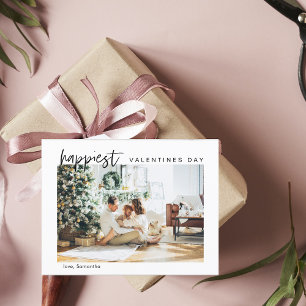 Simple Modern Family Photo   Happy Valentines Postcard