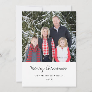 Simple Modern Family Photos Merry Christmas Holiday Card
