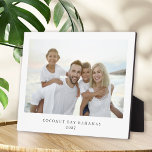 Simple Modern Family Vacation Photo Memories Plaque<br><div class="desc">Display favourite memories of your family vacation with this custom photo template tabletop plaque design. It has a horizontal photo template for selecting a favourite vacation photo, along with a text template for labelling with the city or place and the year. These types of memories will live on and bring...</div>