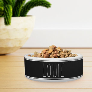 Simple Modern Farmhouse Style Stripe Pet Name Bowl