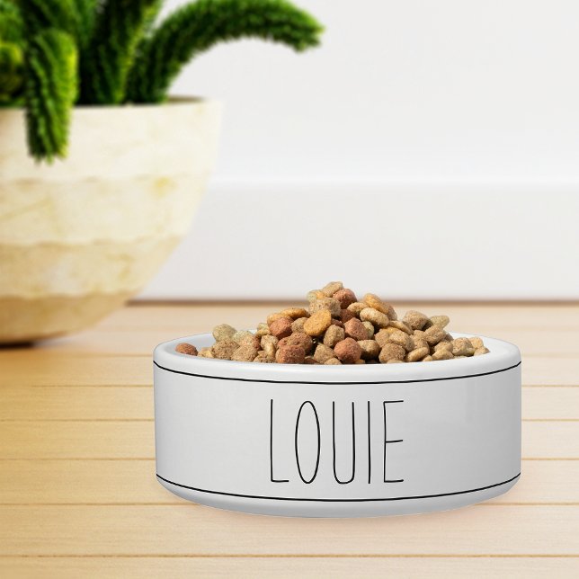 Simple Modern Farmhouse Style Stripe Pet Name Bowl (Creator Uploaded)