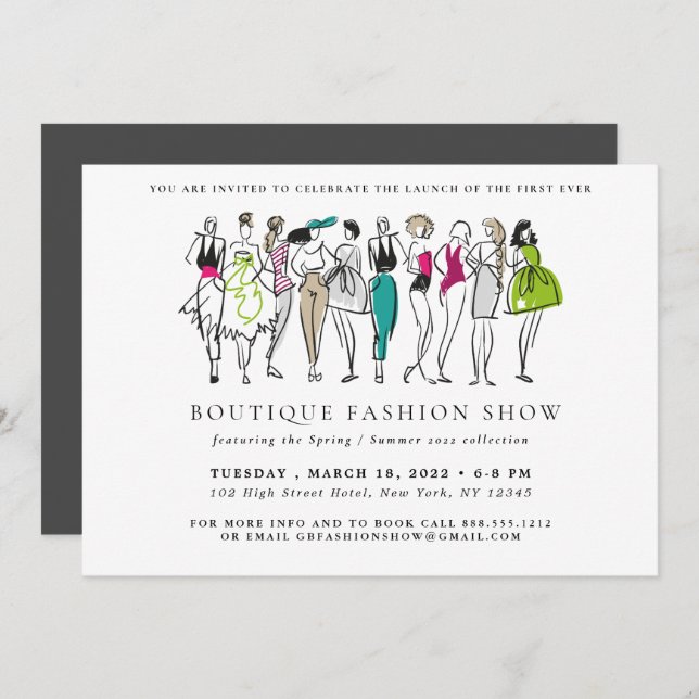 Simple Modern Fashion Show Invitation (Front/Back)