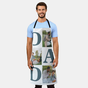 Simple Modern Fathers Day Dad 3 photo family Apron